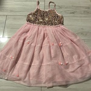 - party dress pink with gold sequins dress